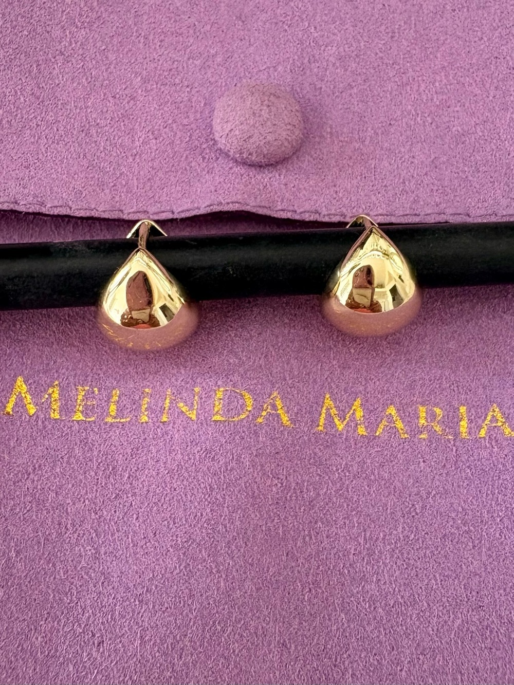 Melinda Maria LiL Norah Huggie Earrings Gold NWOT